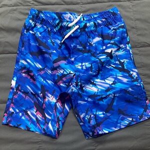Lands' End Blue Shark Pattern Board Shorts  NWT